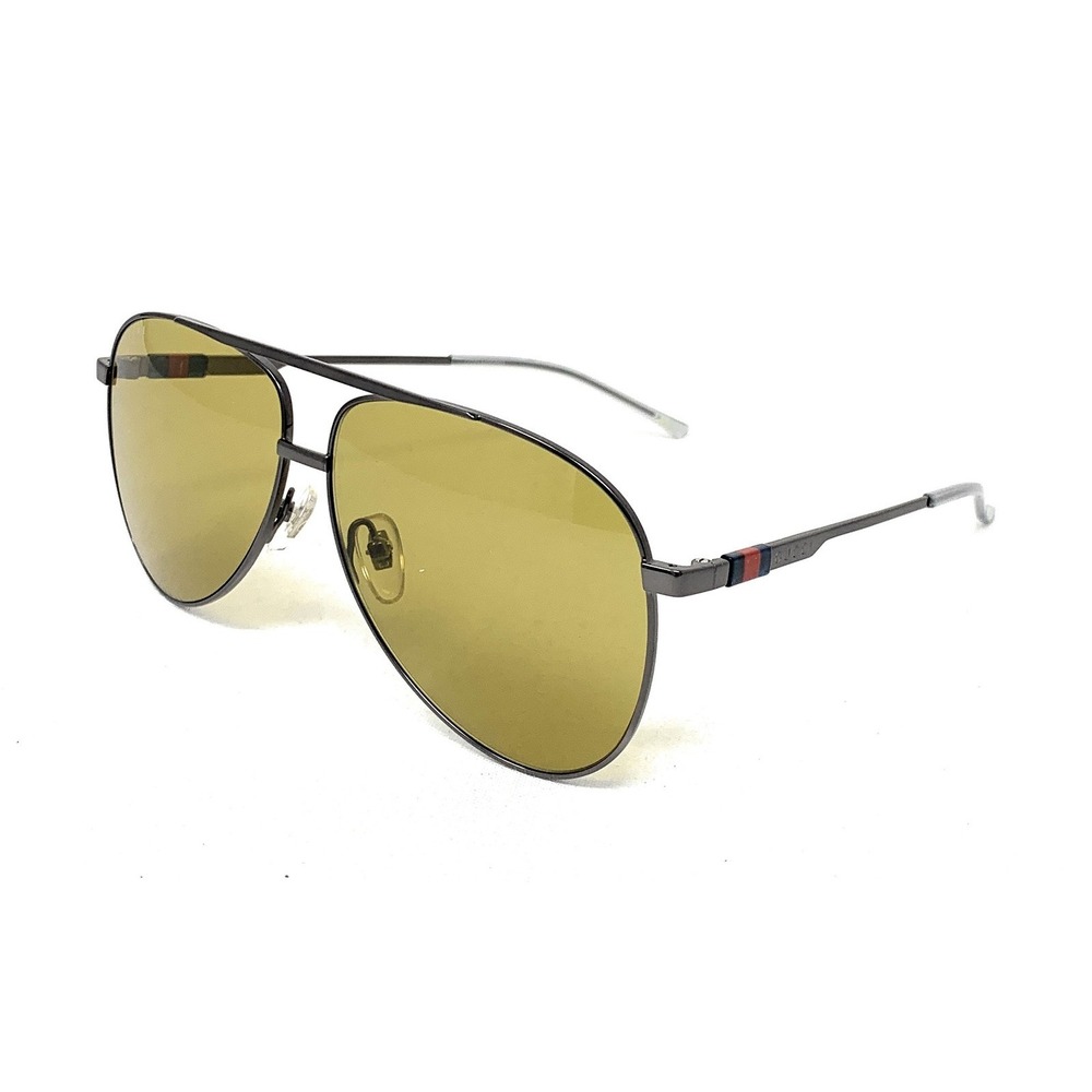 GUCCI Men's Sunglasses GG1677S 003 Ruthenium Brown Pilot 62mm